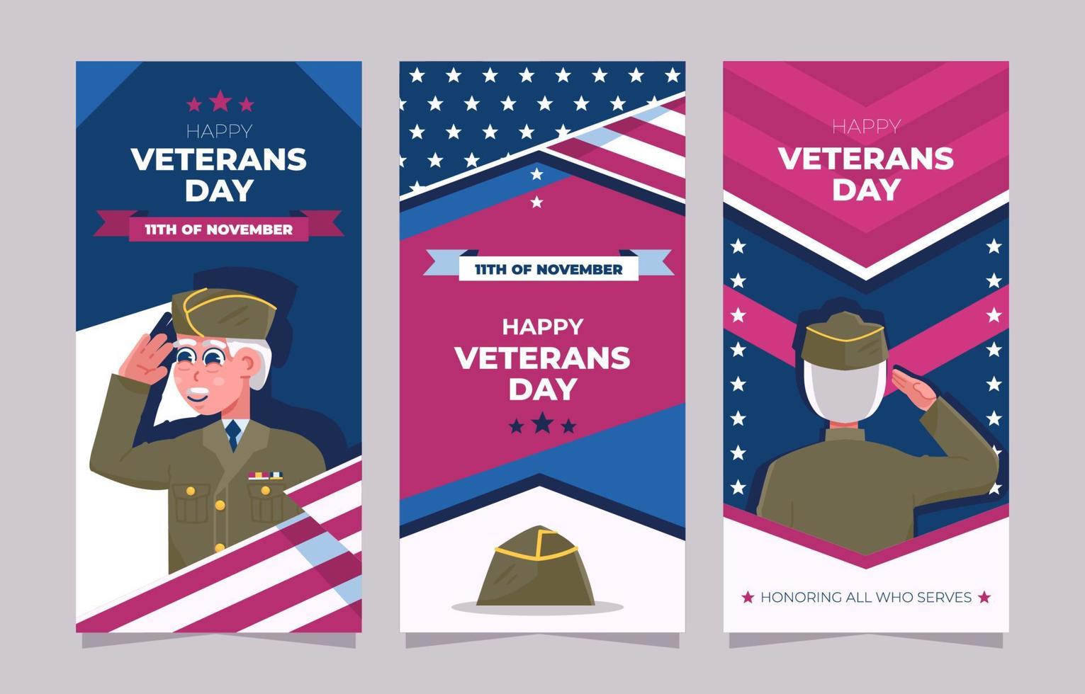 Set of Veterans Day Banner vector