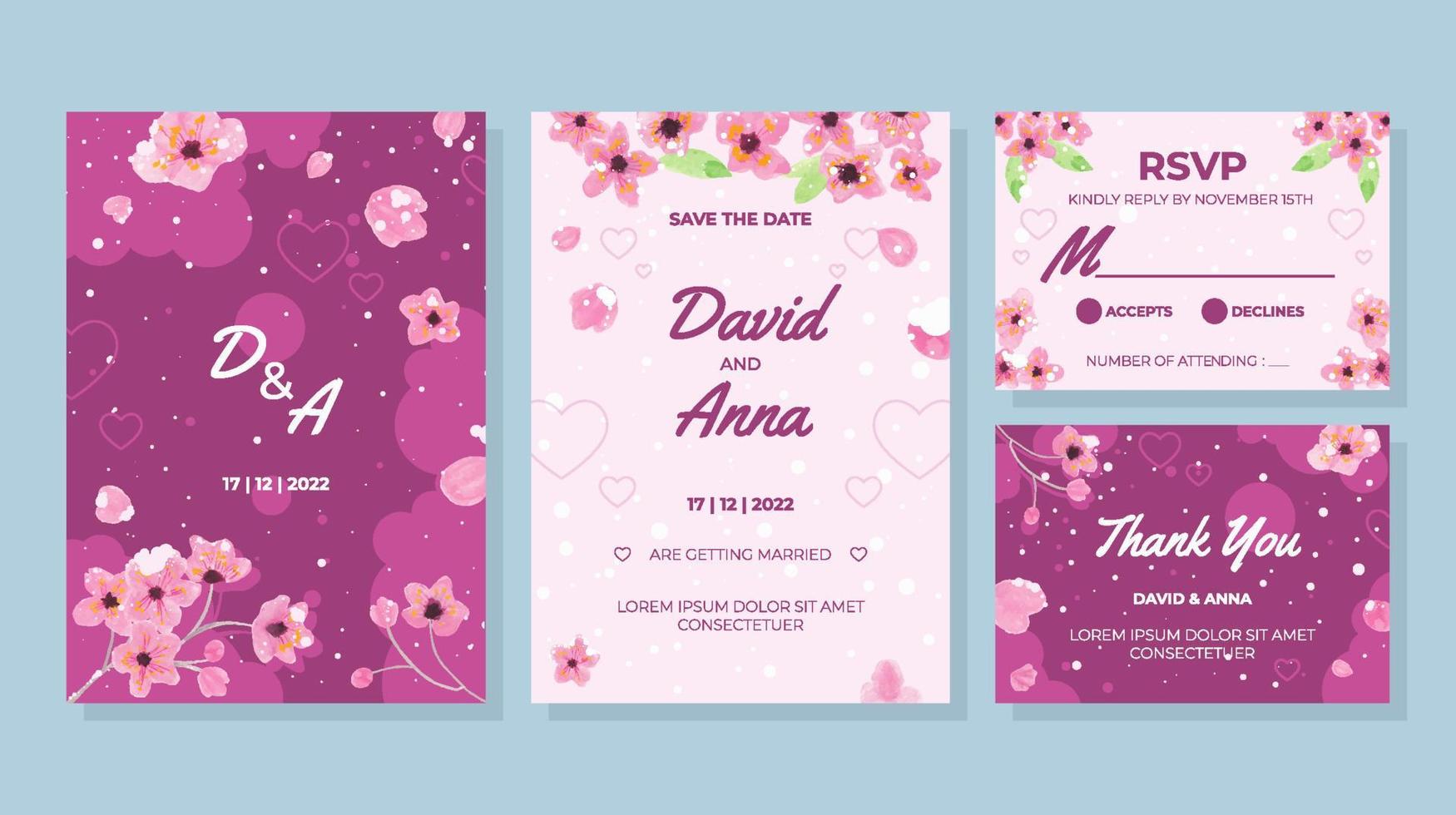 Wedding Invitation Snow Sakura Concept vector