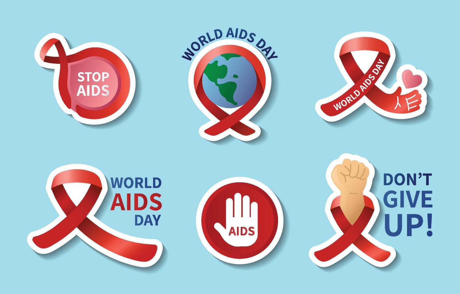 Pack of World AIDS Day Sticker vector
