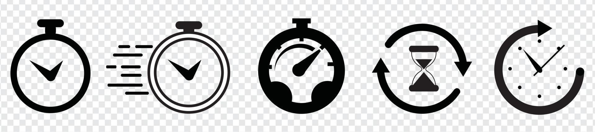 Timers icon set on transparent background. Stopwatch symbol. countdown Timer vector illustration