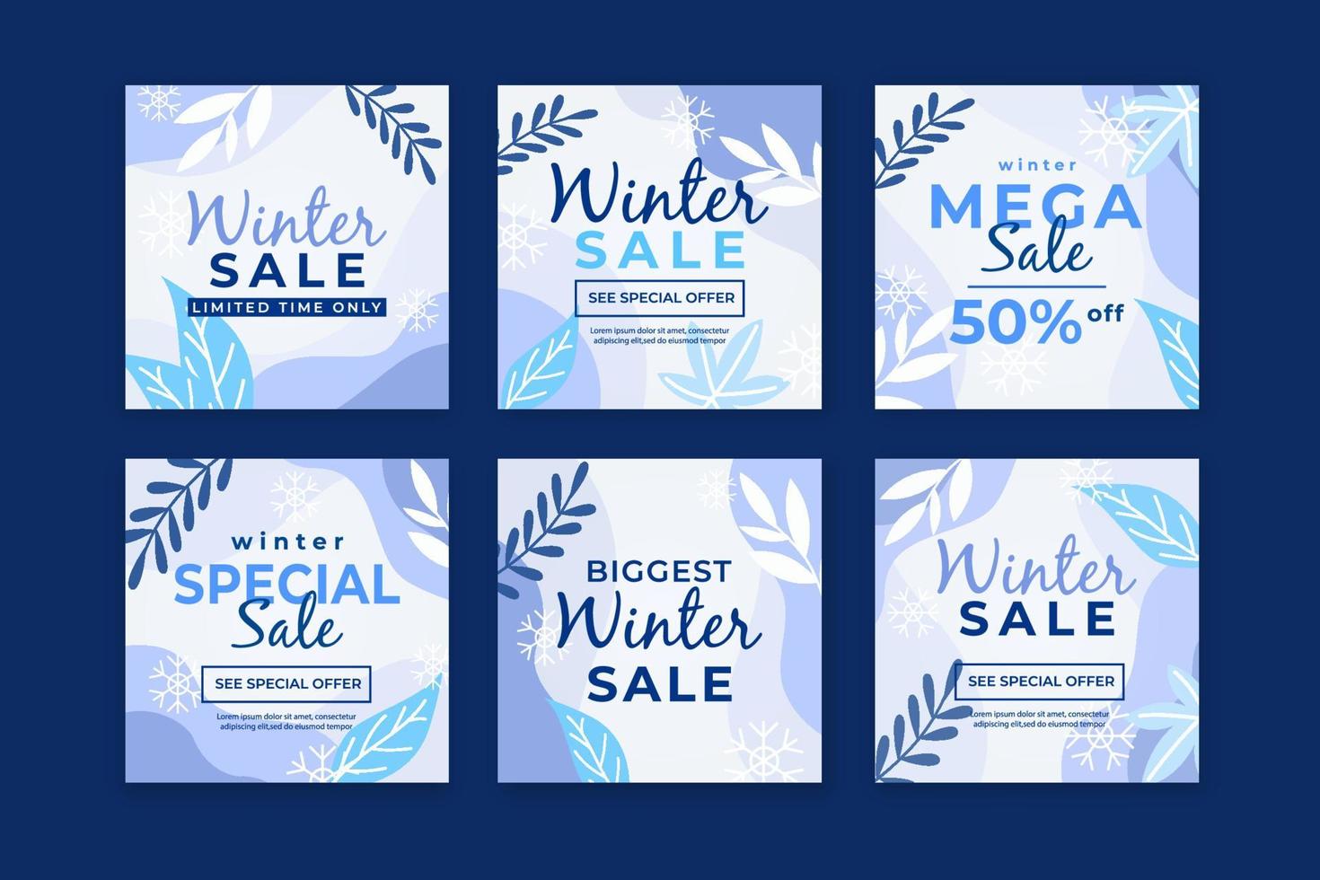 Winter Sale Social Media Post Template vector