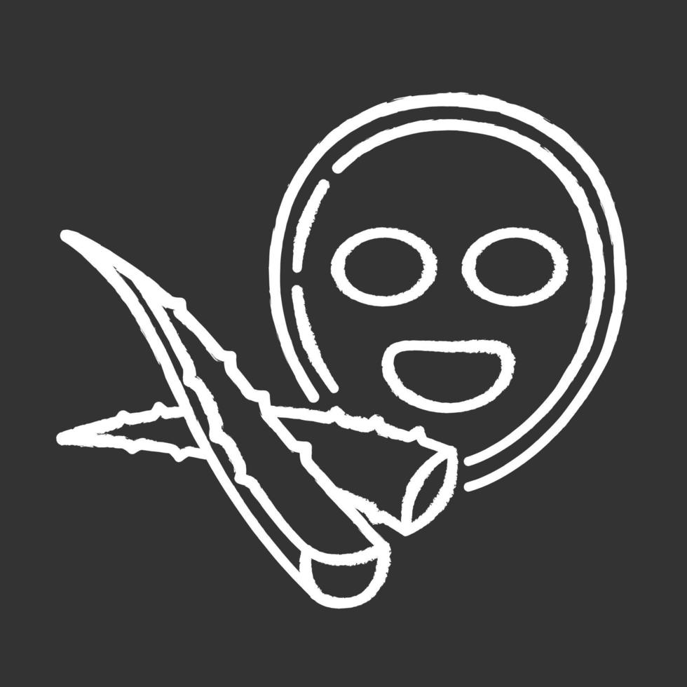 máscara facial tiza icono blanco sobre fondo negro vector