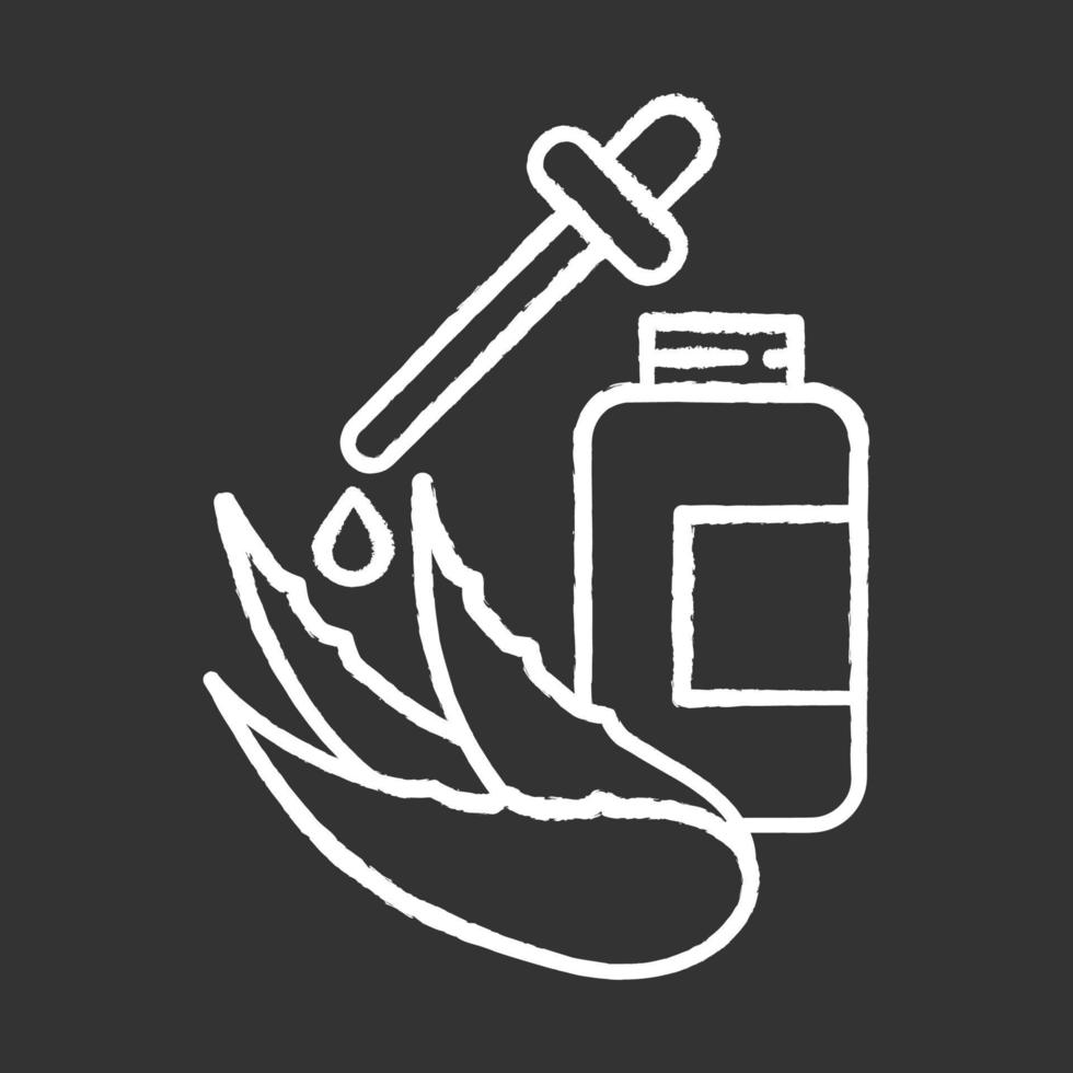 Aloe vera extract chalk white icon on black background vector