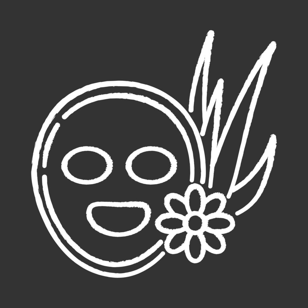 Vegan face mask chalk white icon on black background vector