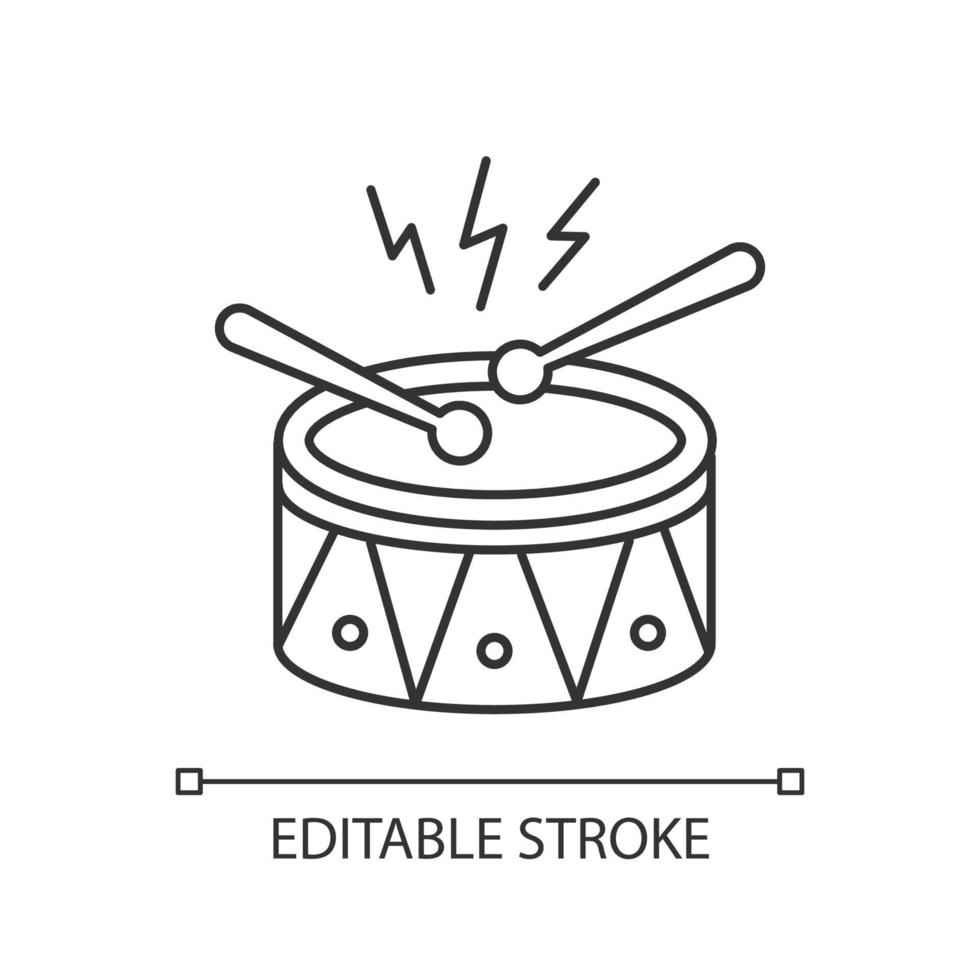 Drum with drumsticks pixel perfect linear icon vector