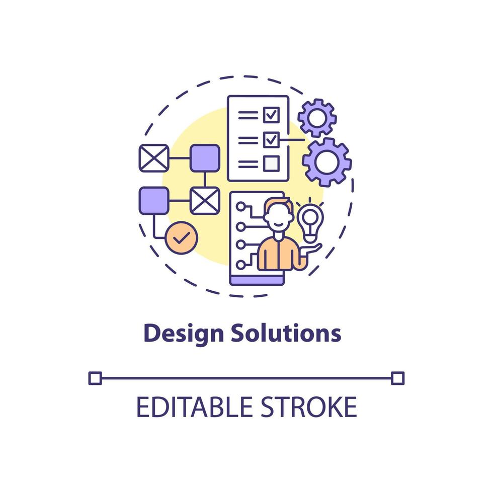 icono de concepto de soluciones de diseño vector