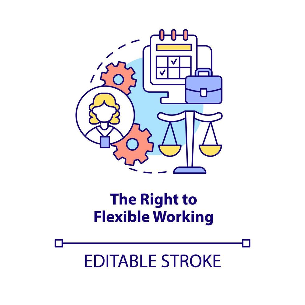 derecho al icono del concepto de trabajo flexible vector