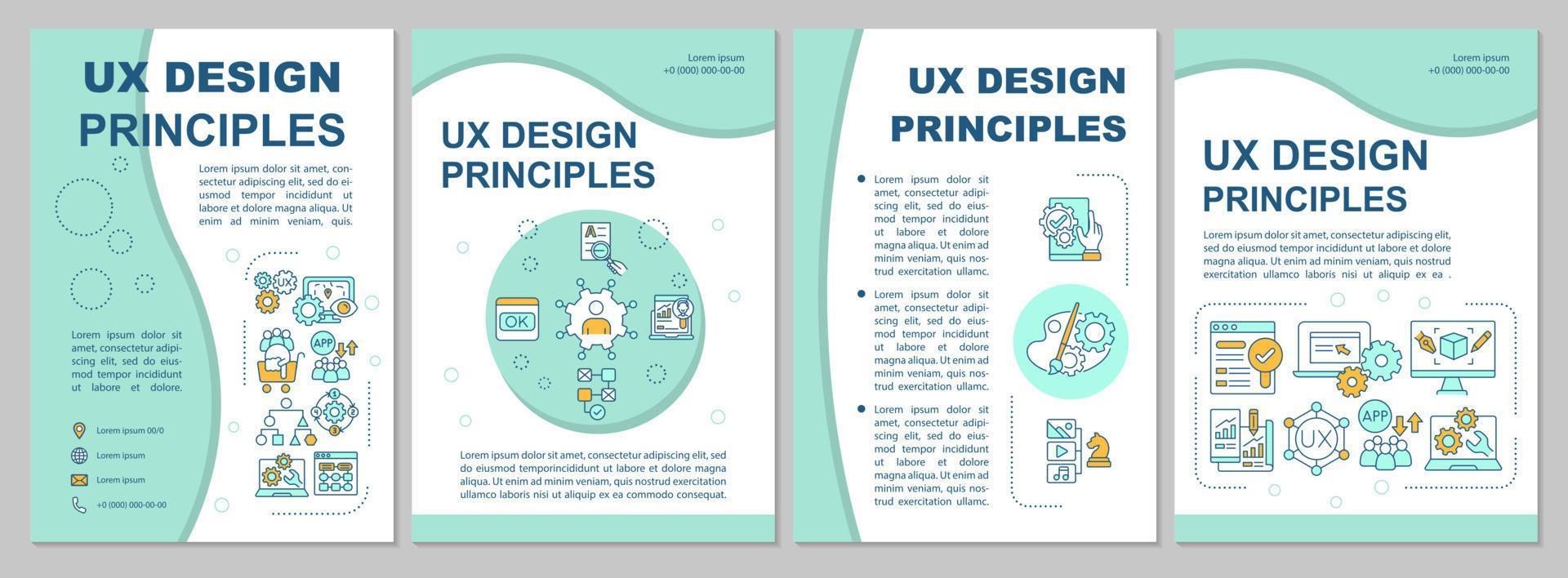 plantilla de folleto de principios de diseño de ux vector