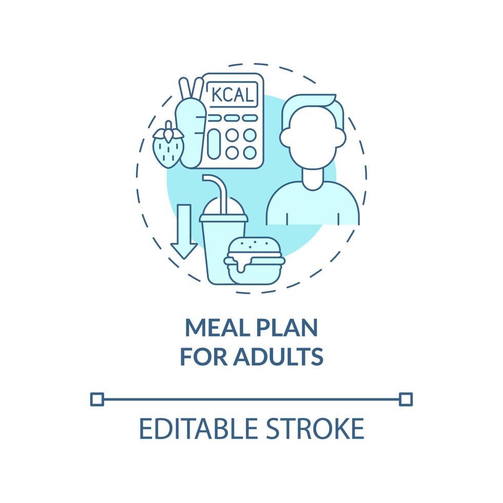 Meal plan for adults blue concept icon vector