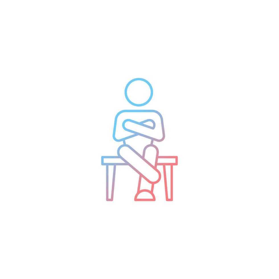 Closed body language gradient linear vector icon