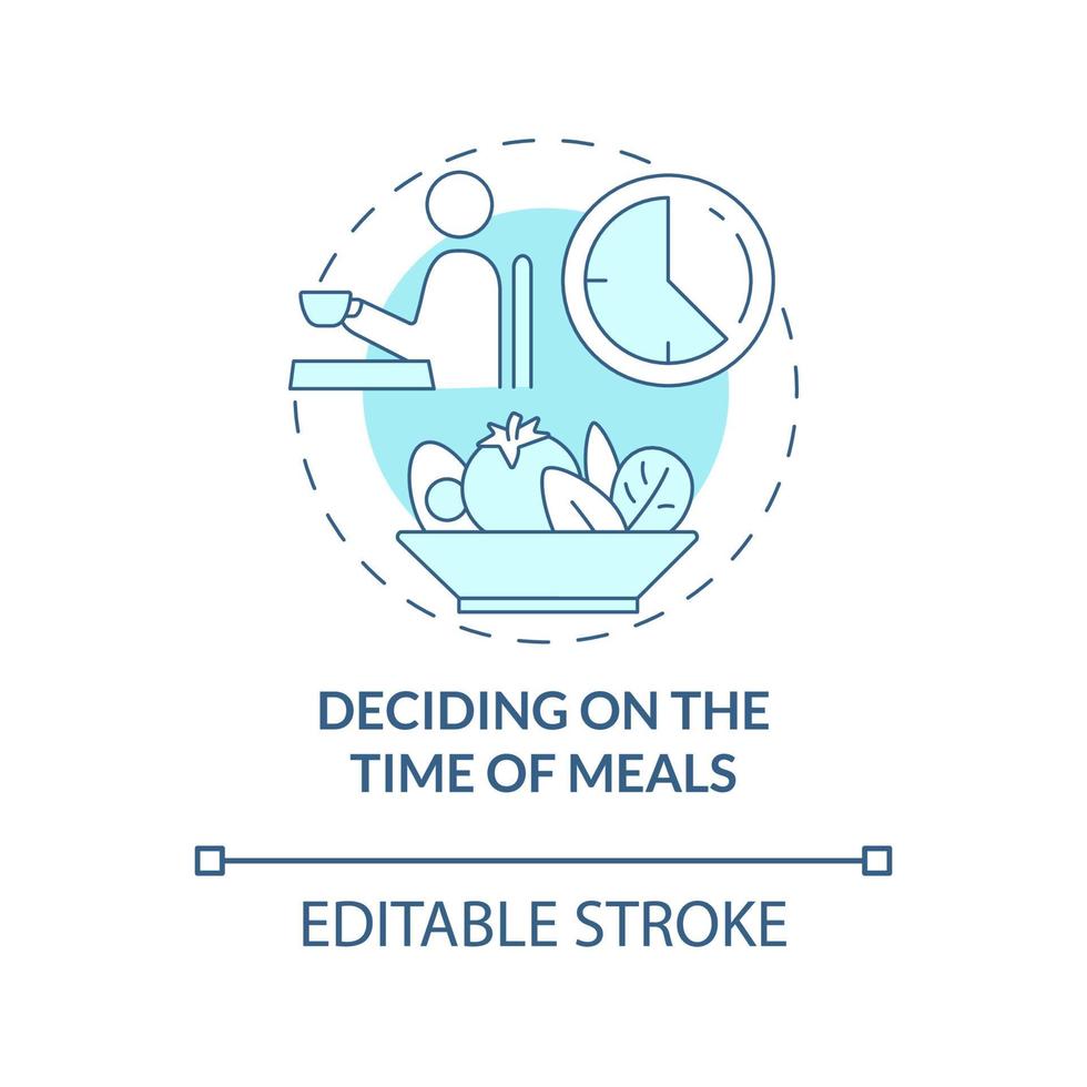 Deciding on time of meals blue concept icon vector