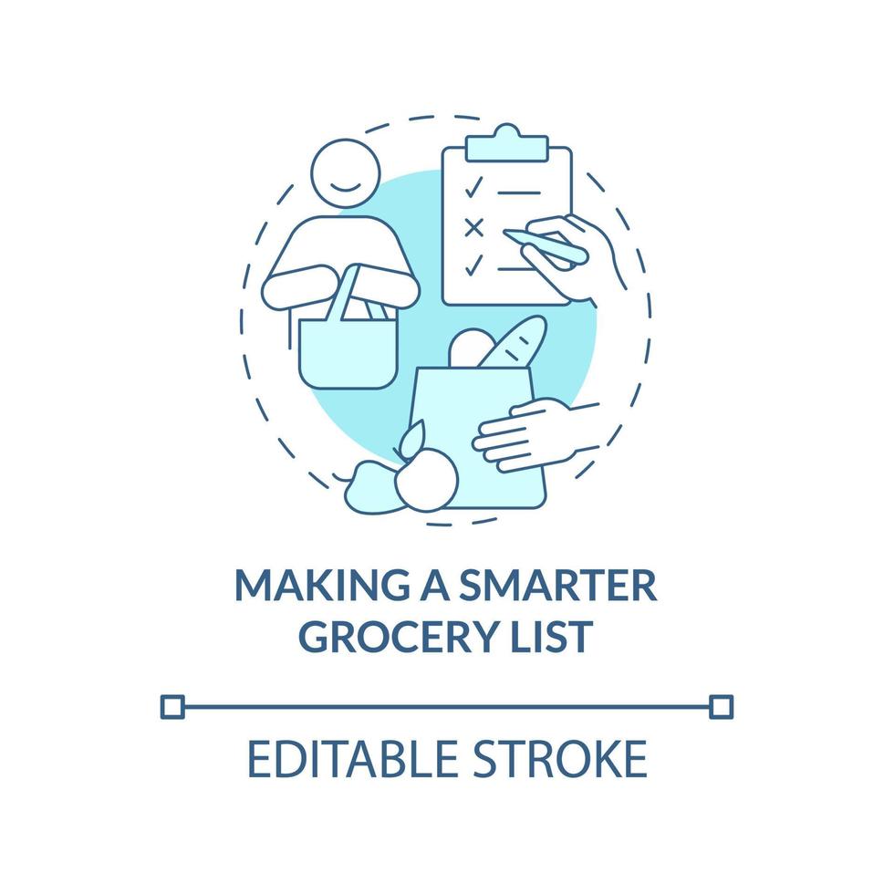 Making smarter grocery list blue concept icon vector