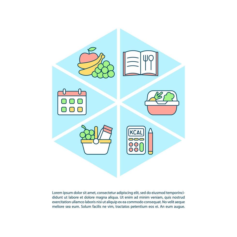 Guide to meal planning concept line icons with text vector