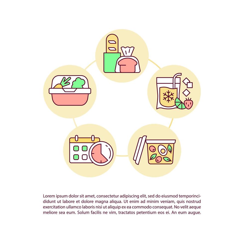 Tips for keeping meals concept line icons with text vector