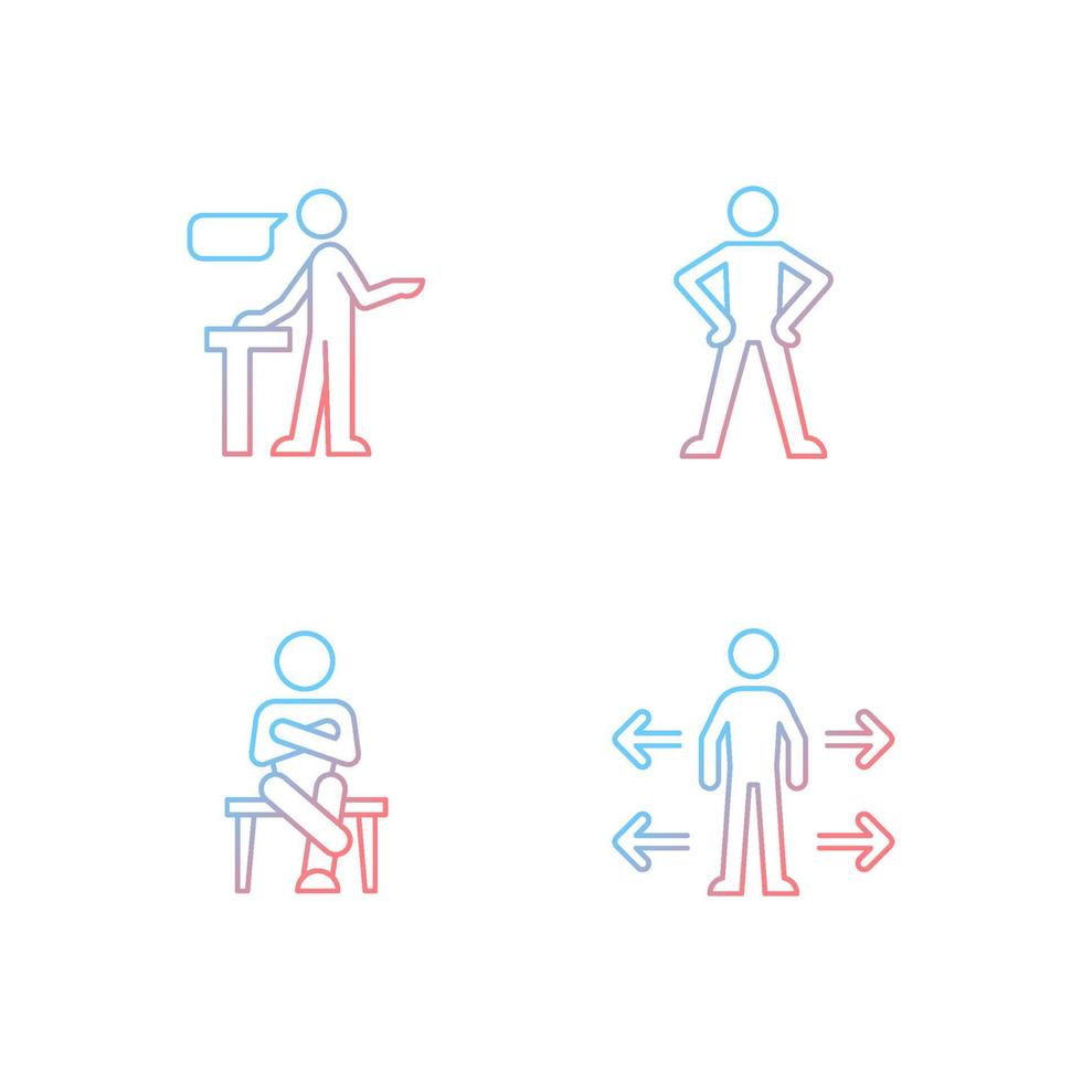 Communication skills gradient linear vector icons set