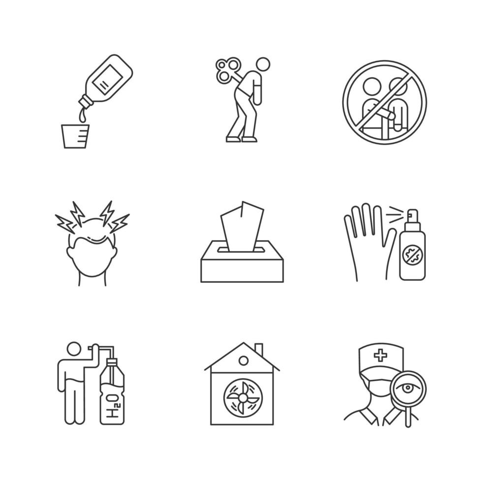 Common cold linear icons set vector