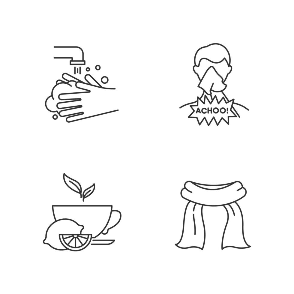 Common cold linear icons set vector