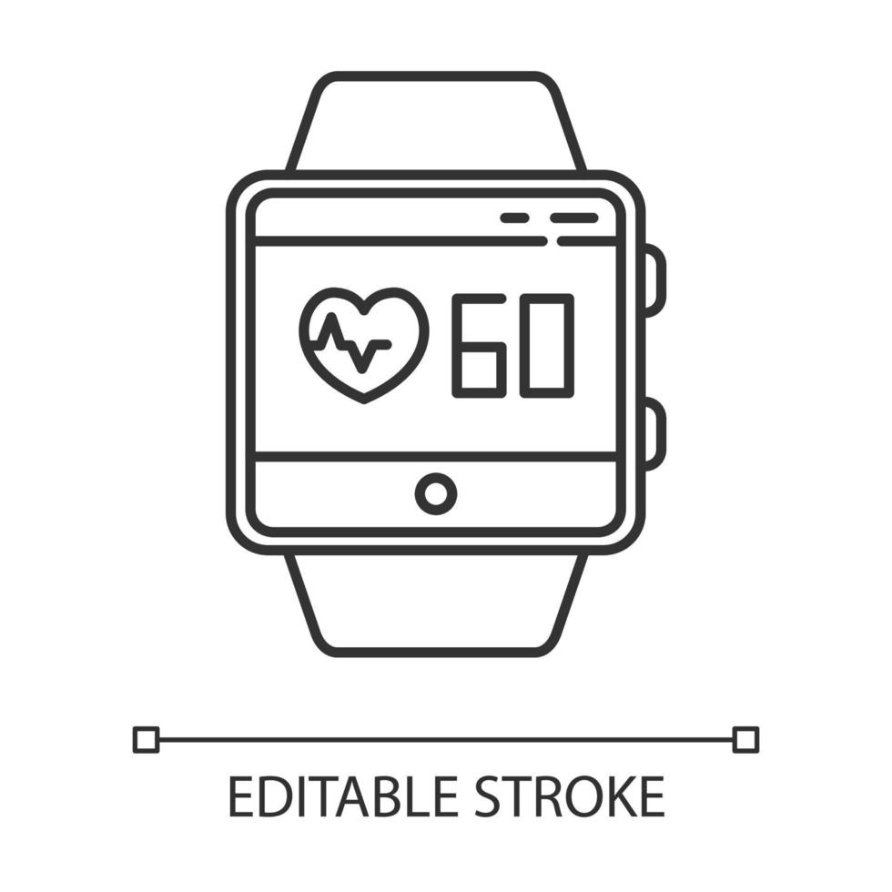 Heart rate tracking smartwatch function linear icon vector