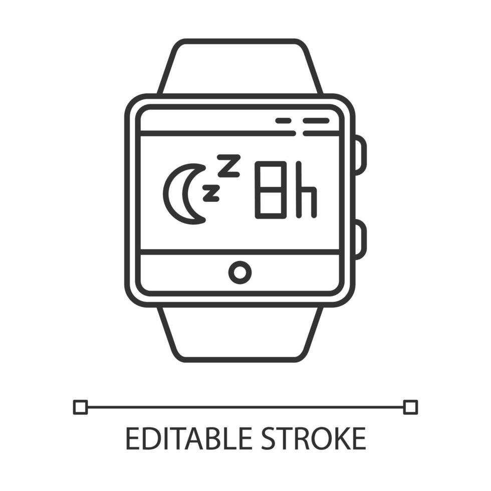 icono lineal de la función de reloj inteligente de monitoreo del sueño vector