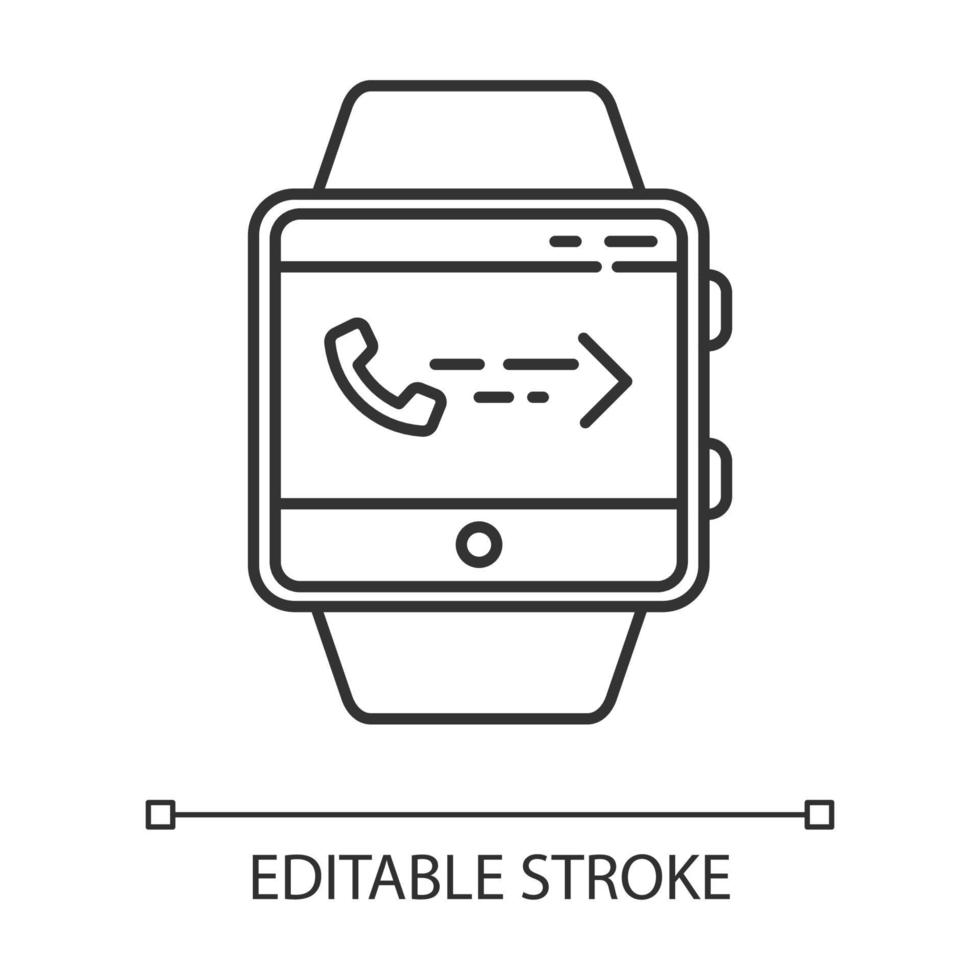 Answering calls smartwatch function linear icon vector