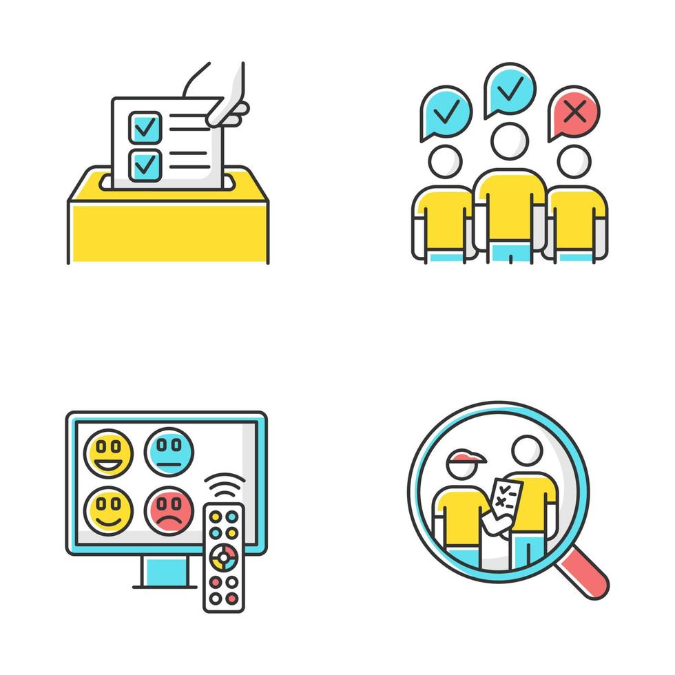 Survey methods color icons set vector