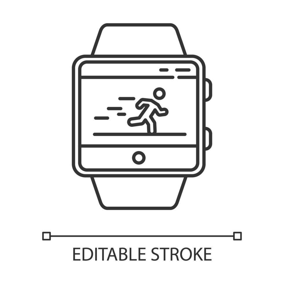 Fitness tracker running application linear icon vector