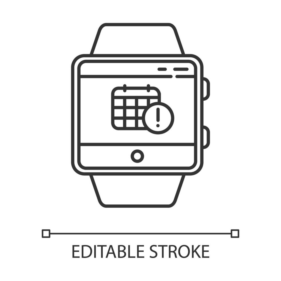 programación de eventos función de reloj inteligente icono lineal vector