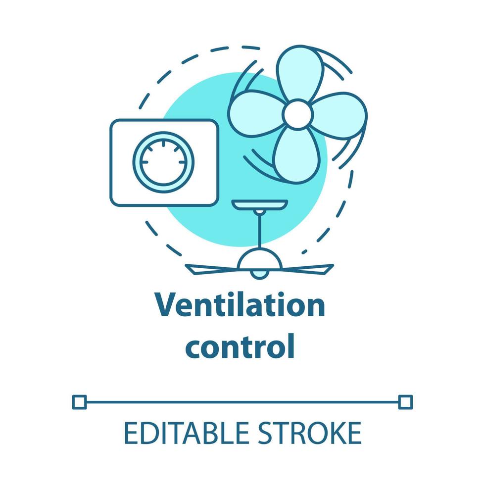 Control de ventilación icono concepto turquesa vector