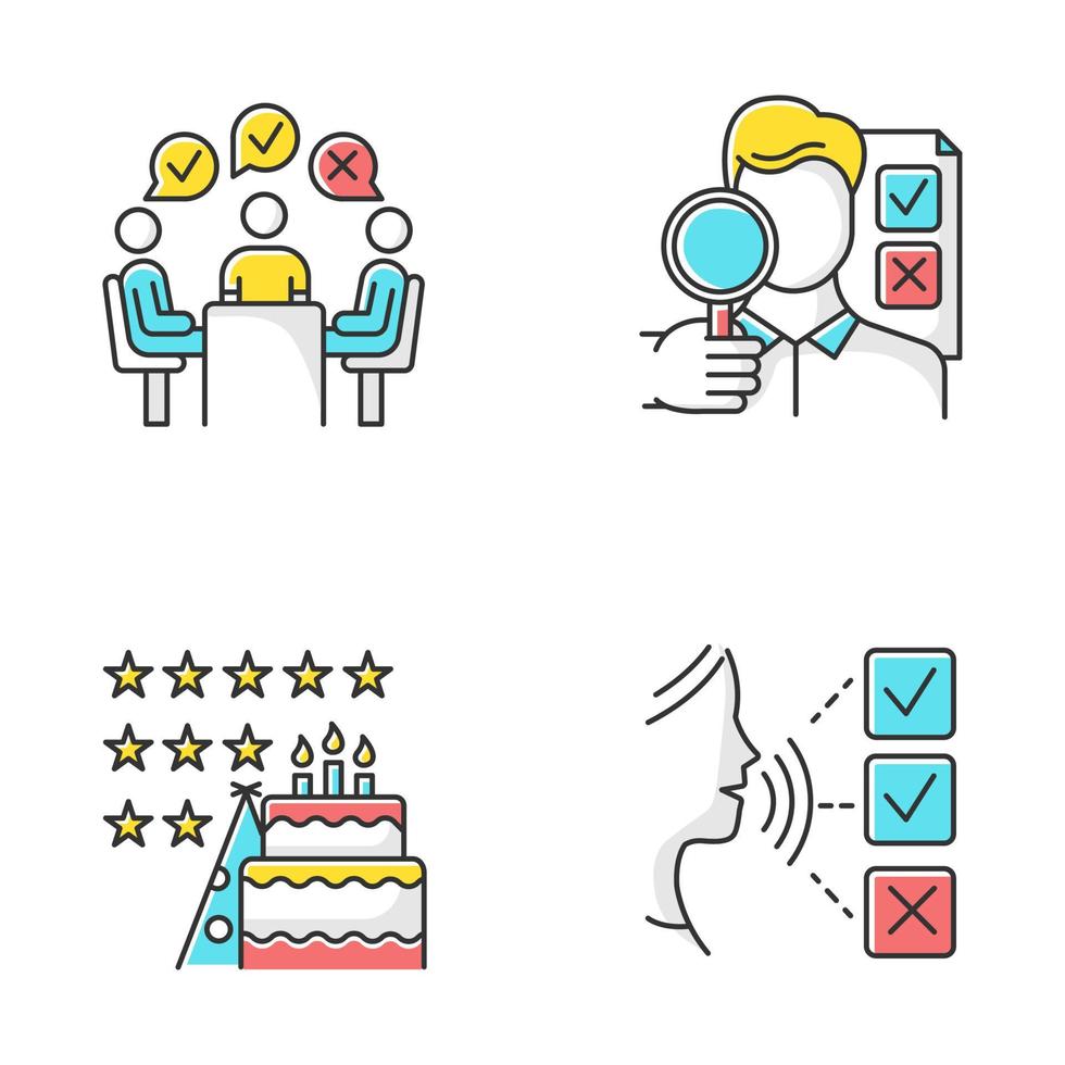 Survey methods color icons set vector
