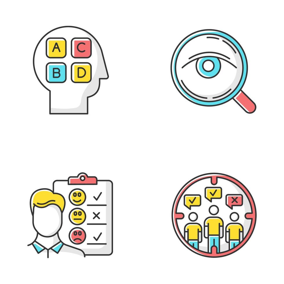 Survey methods color icons set vector