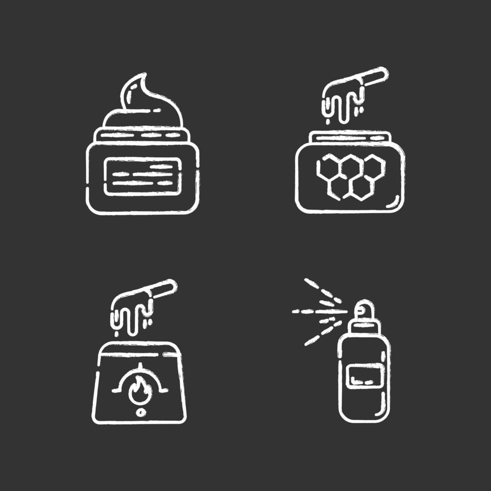 Waxing products chalk icons set vector