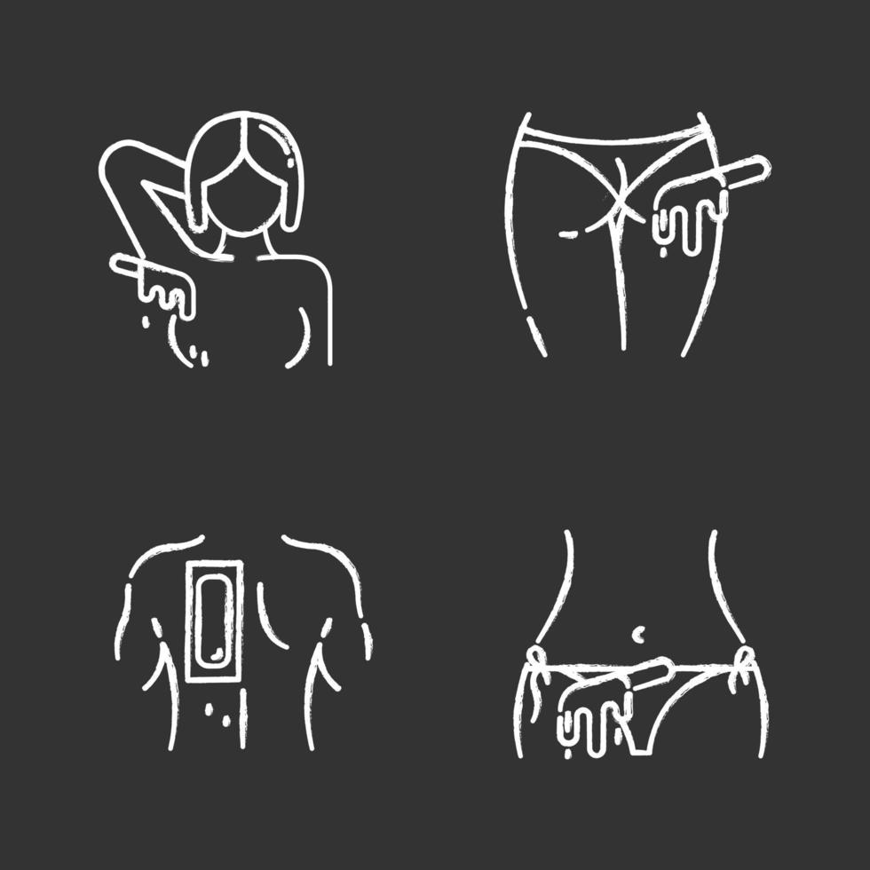 Hot waxing chalk icons set vector