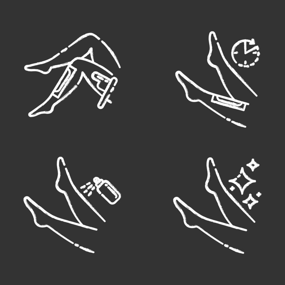 Leg waxing beige chalk icons set vector