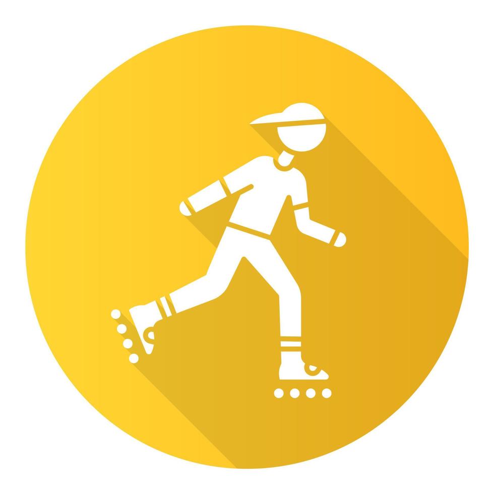 Inline skating yellow flat design long shadow glyph icon vector