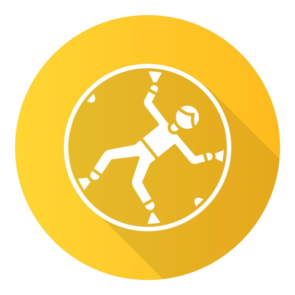 icono de glifo de sombra larga de diseño plano amarillo zorbing vector