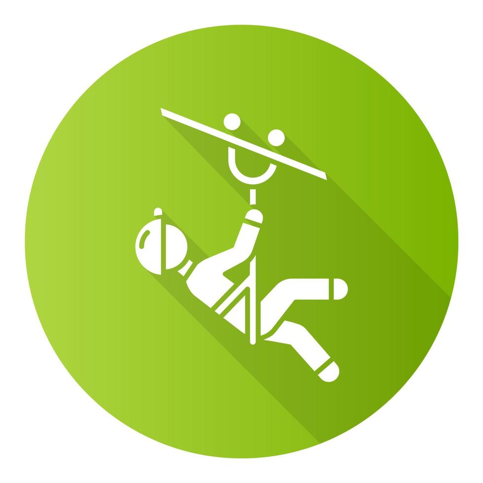 Zip line green flat design long shadow glyph icon vector