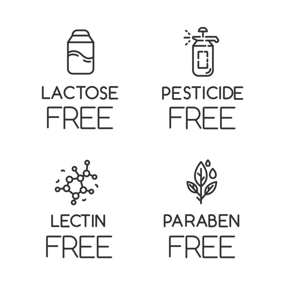 Product free ingredient linear icons set vector