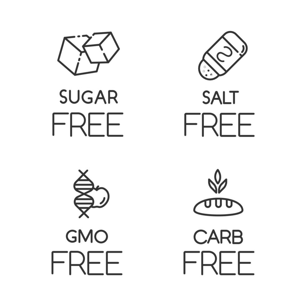 Product free ingredient linear icons set vector