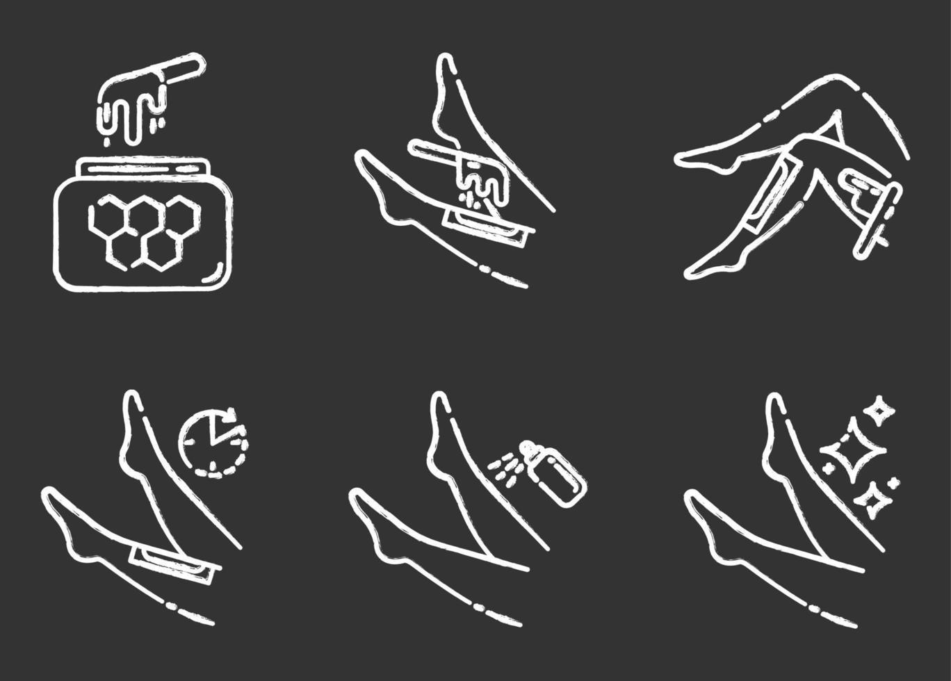 Shin waxing chalk icons set vector
