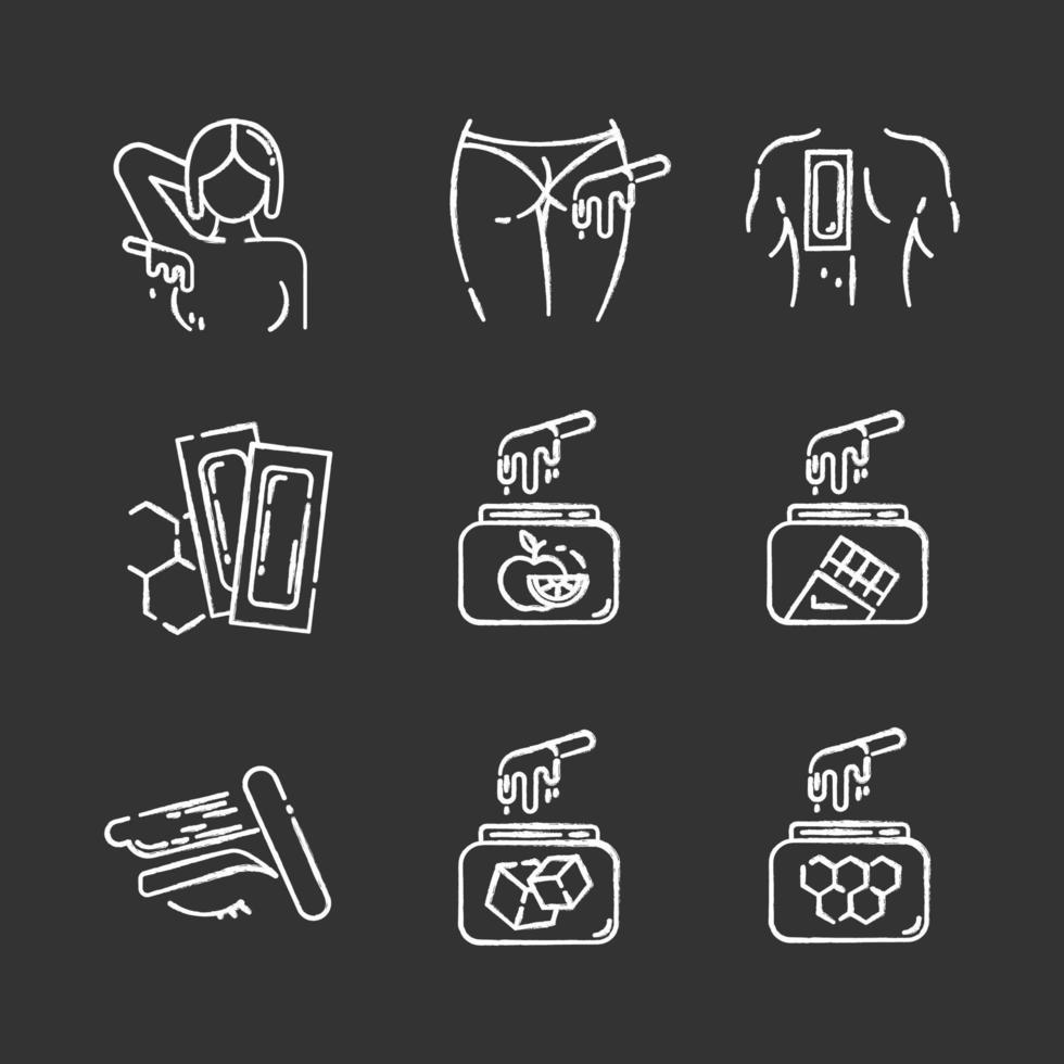 Waxing chalk icons set vector