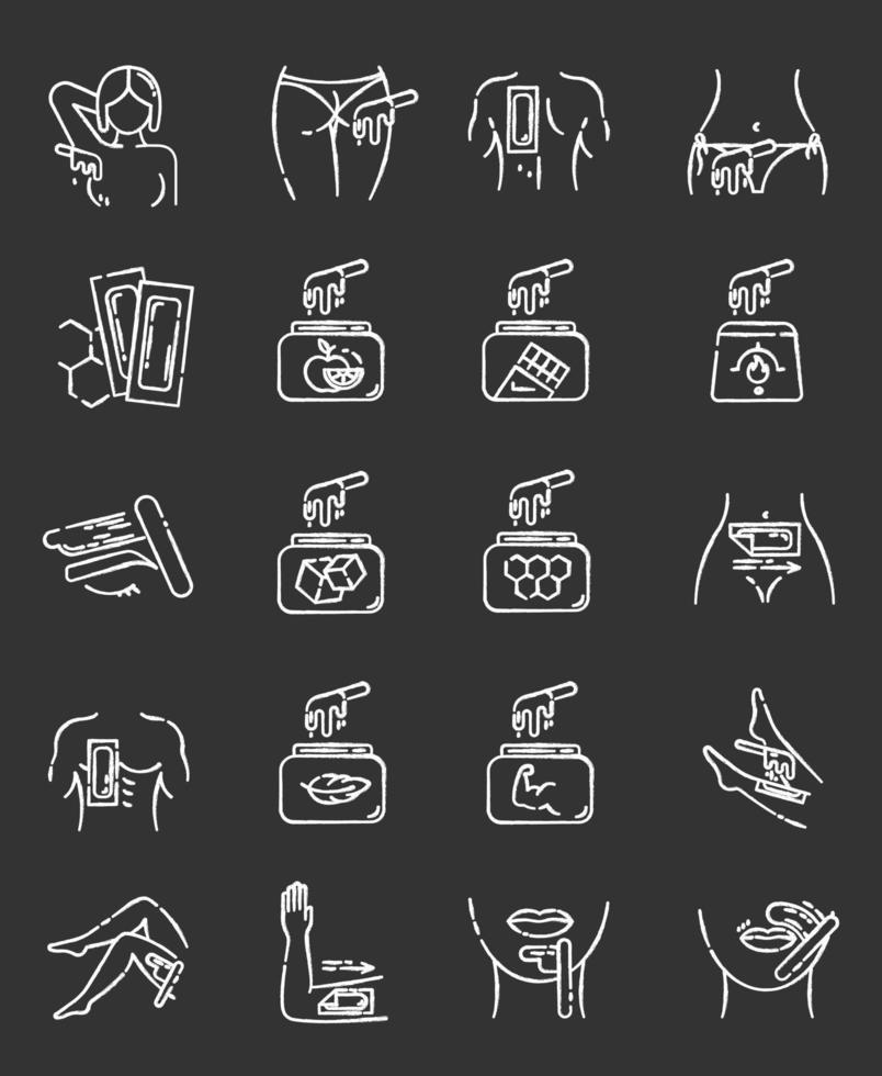 Body waxing chalk icons set vector