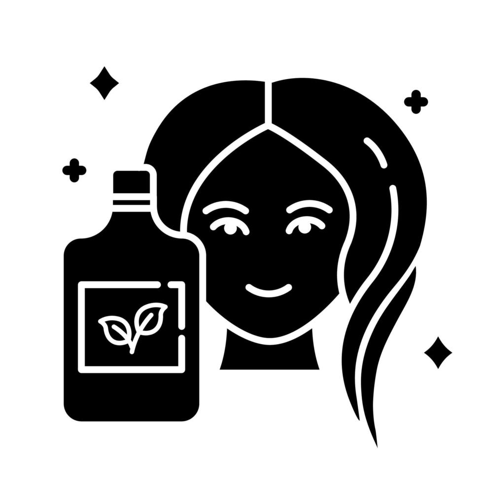 icono de glifo de botella de champú natural vector