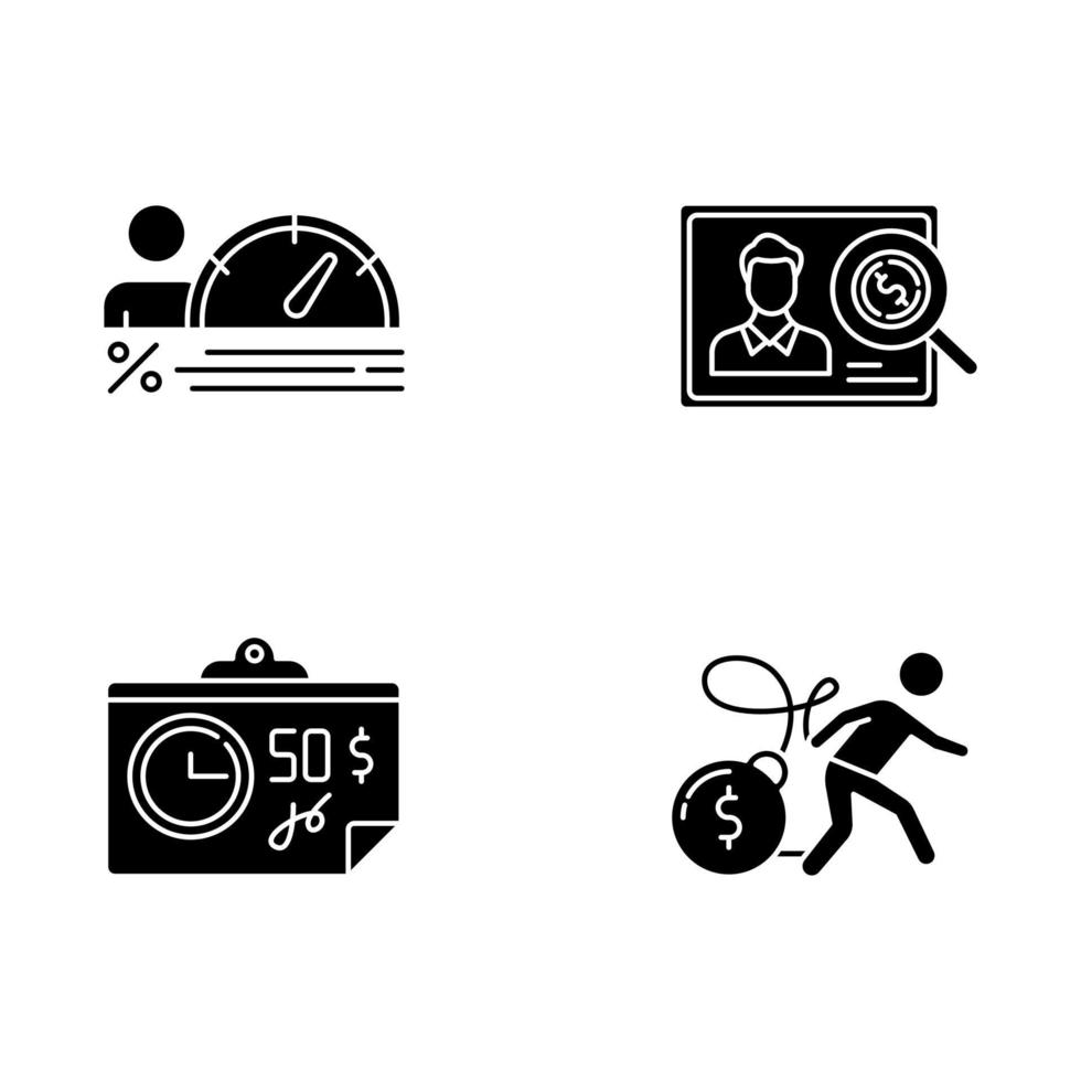 Credit glyph icons set vector