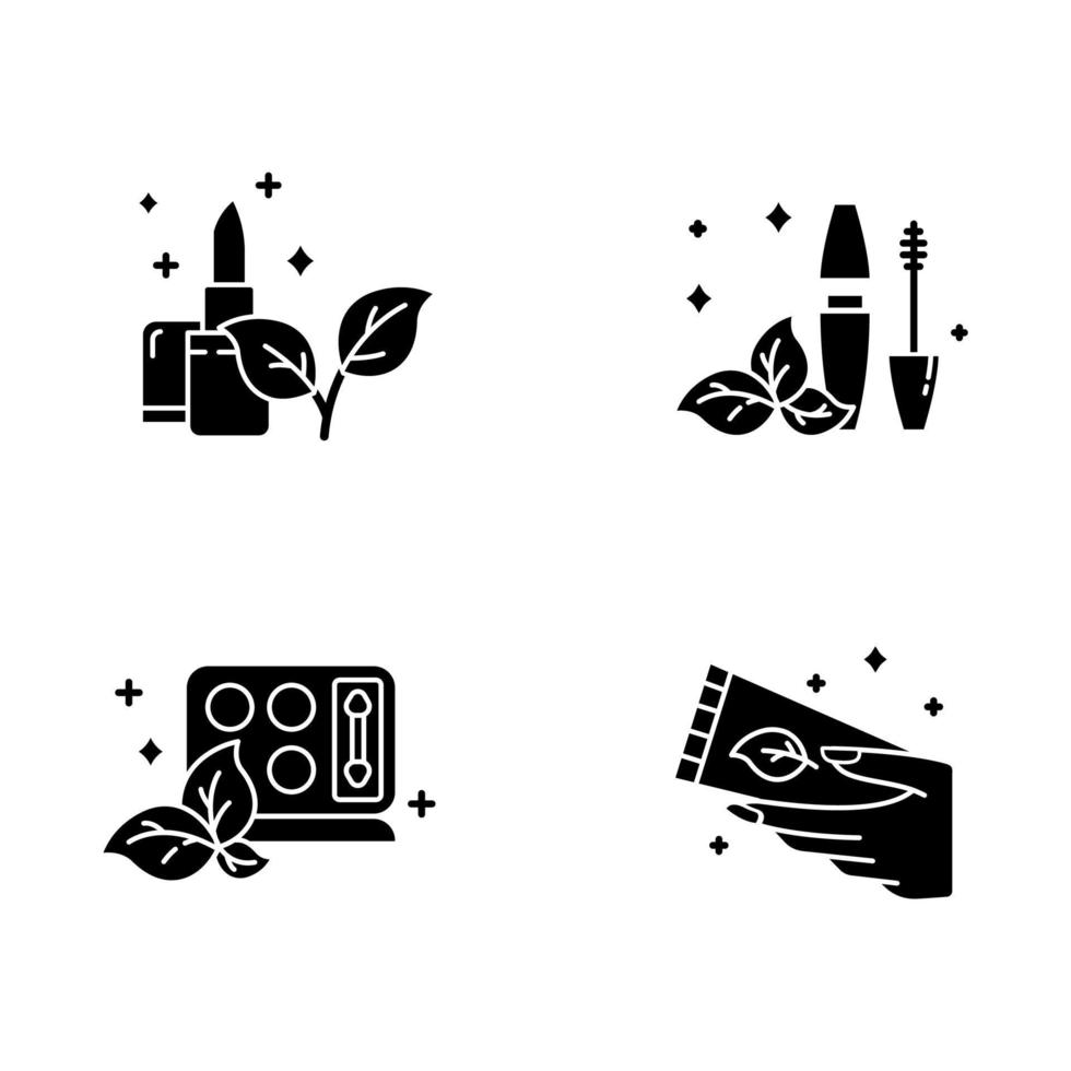 conjunto de iconos de glifo de cosméticos orgánicos vector