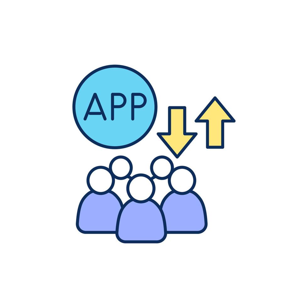 Defining target audience for mobile app RGB color icon vector