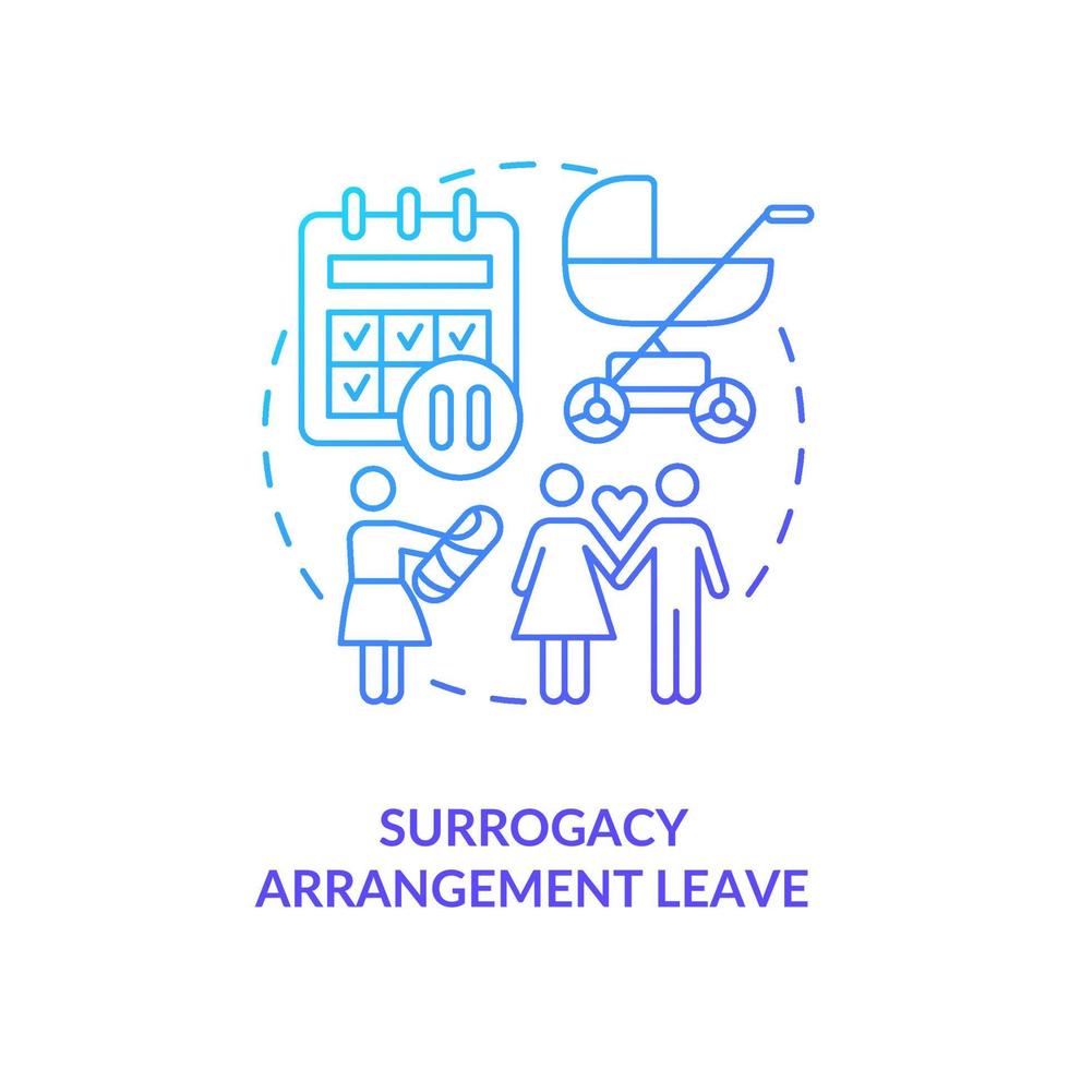 Surrogacy arrangement leave blue gradient icon vector