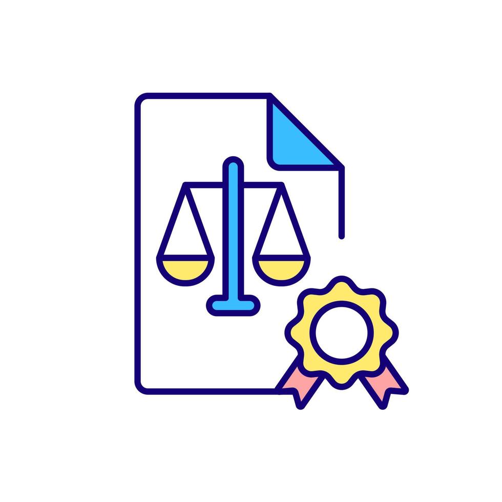 Legal certificate RGB color icon vector