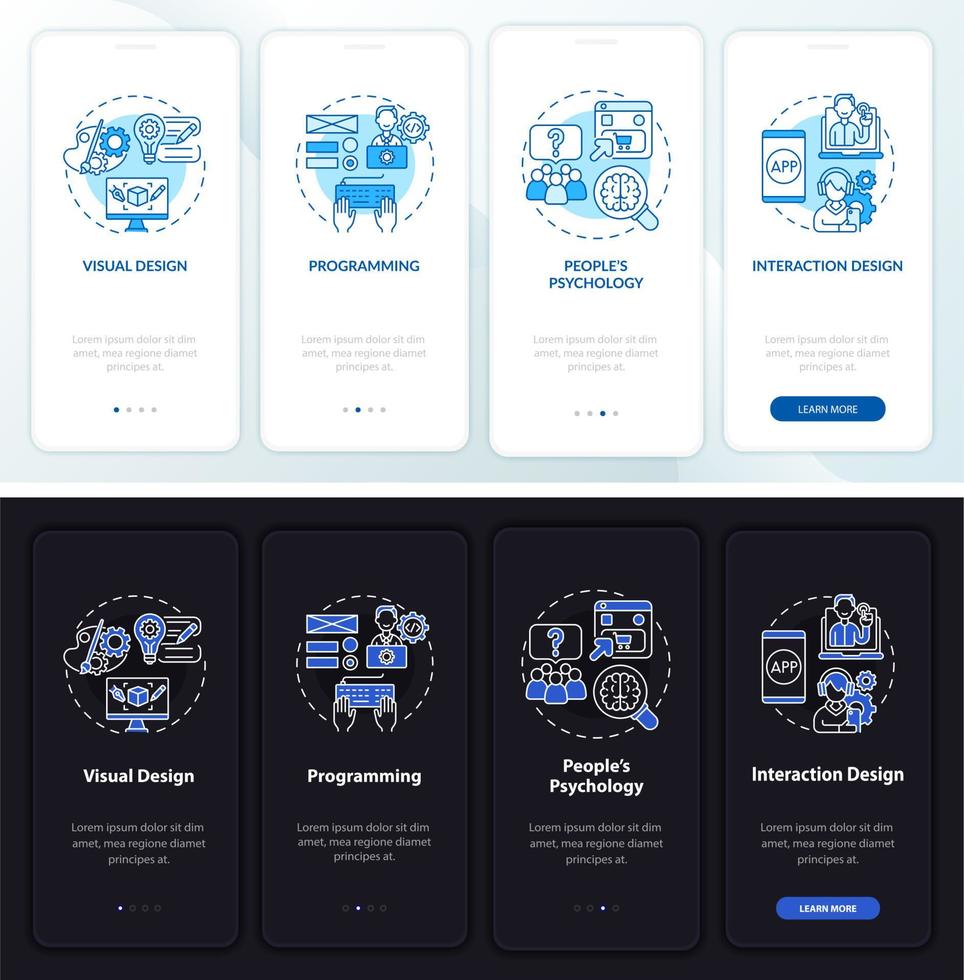 UX design onboarding mobile app page screen vector