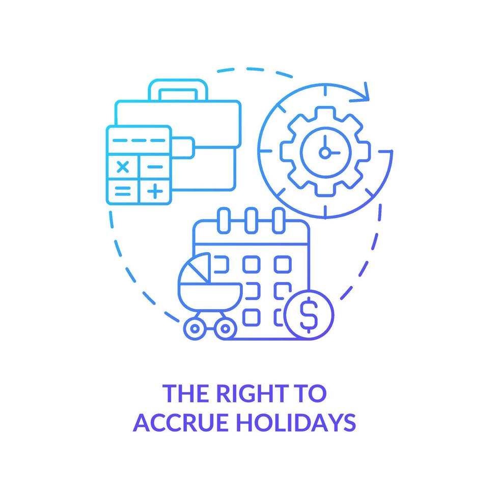 Right to accrue holidays blue gradient icon vector