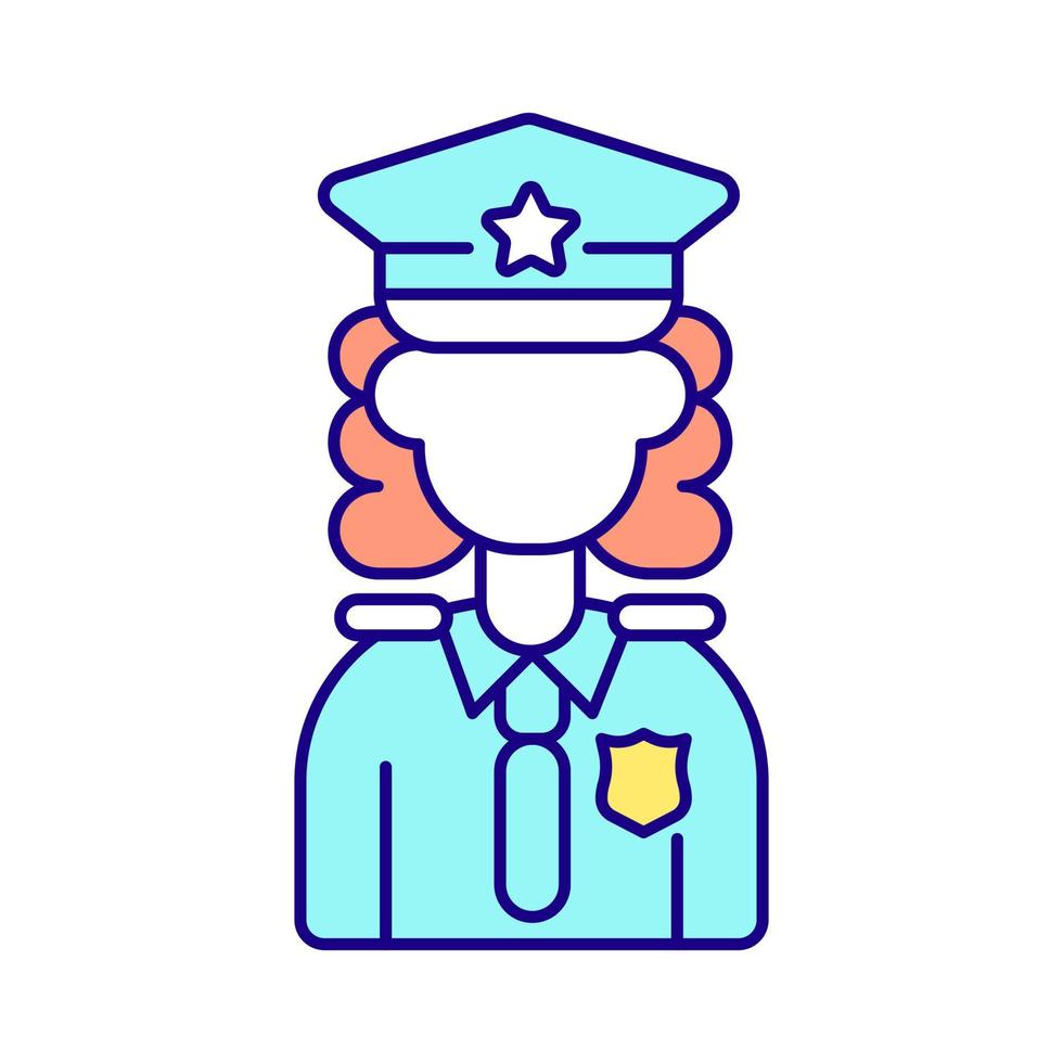 mujer policía icono de color rgb vector